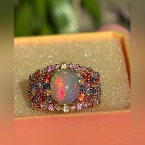 14k Gold Opal and Multicolor Gemstone- Women Jewelry